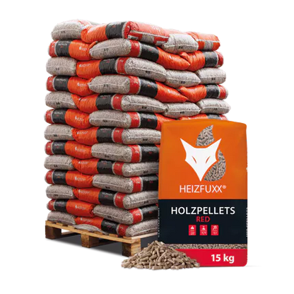 Holzpellets Red 15 kg Einer der höchsten Heizwerte am Markt. Hartholzpellets • Heizwert ≥ 4,6 kWh/kg • Laborgeprüft